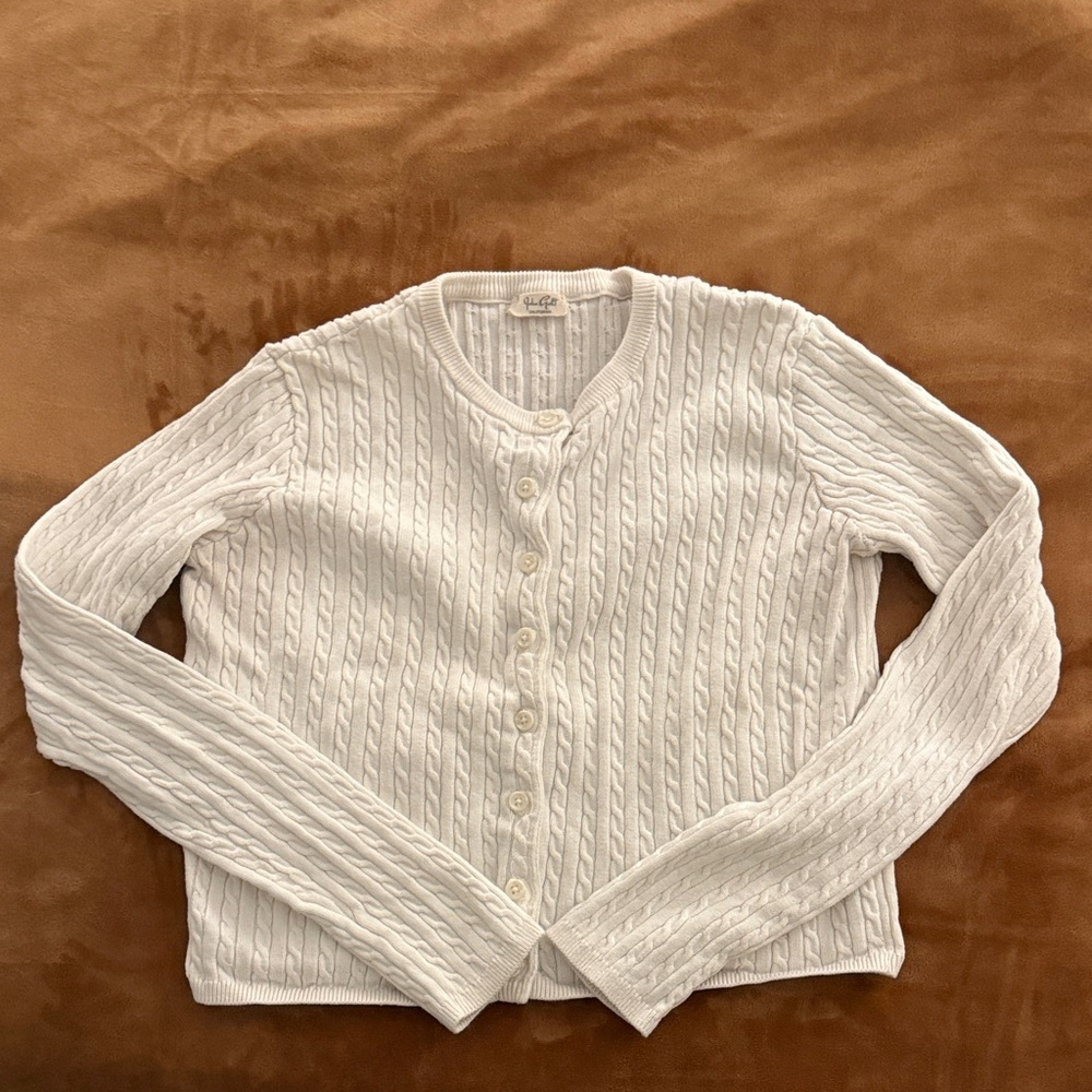 Brandy Melville White Cable Knit Cardigan